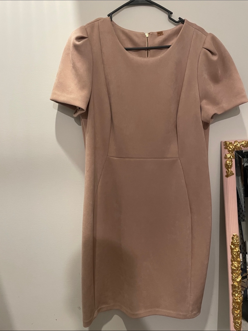 Calvin Klein Blush Pink Short Puff-Sleeve Sheath Dress